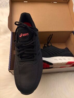 Asics Black Athletic Shoes with Pink Accents